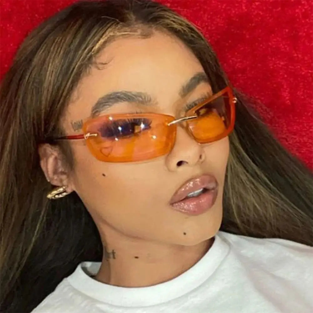 Y2K Small Rimless Square Candy Colour Futuristic Sunglasses