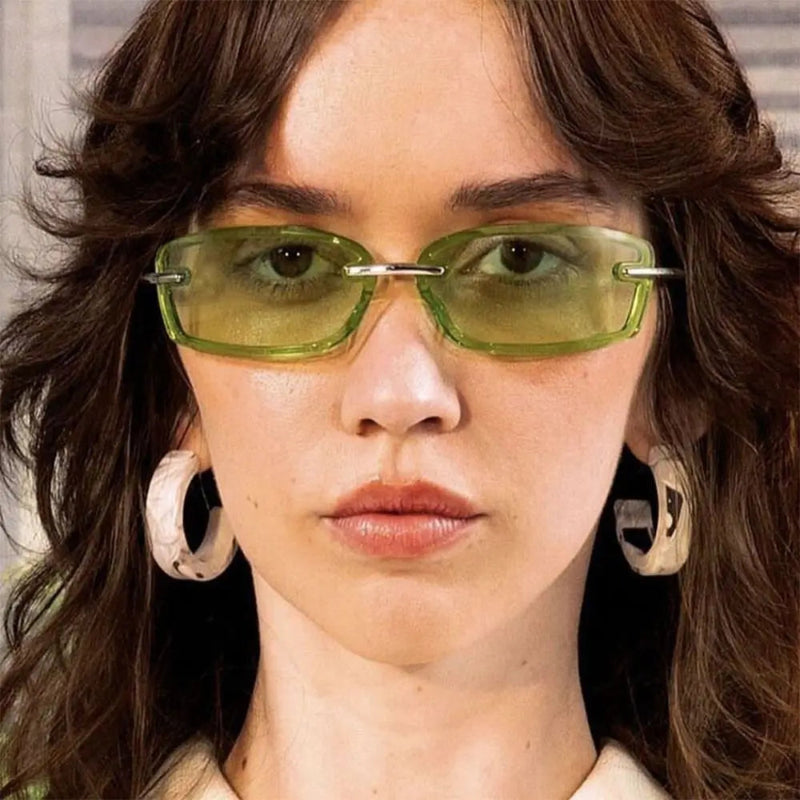 Y2K Small Rimless Square Candy Colour Futuristic Sunglasses