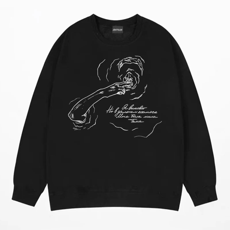 Y2K Smoking Portrait Graphic Hoodie