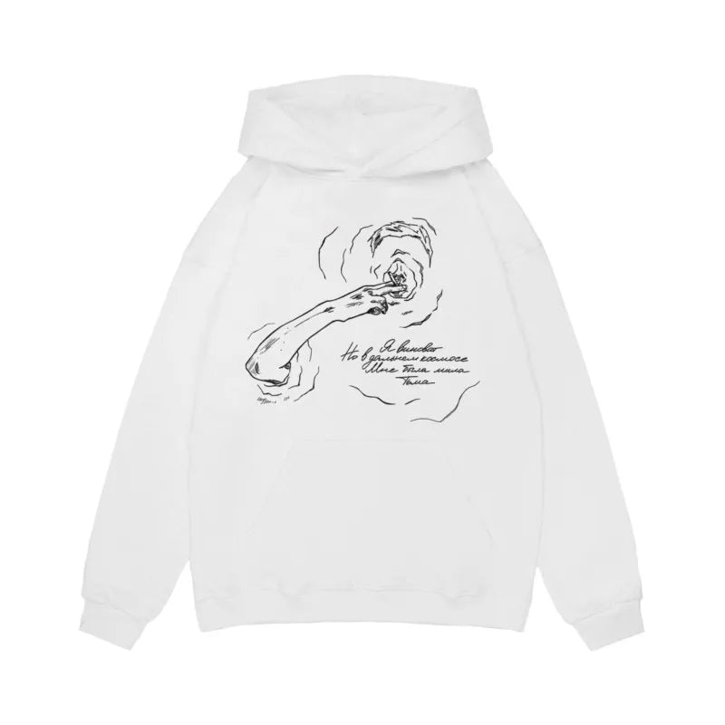 Y2K Smoking Portrait Graphic Hoodie