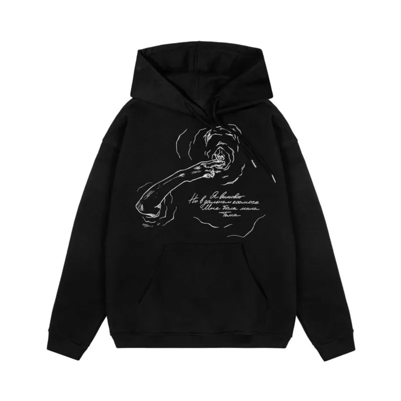 Y2K Smoking Portrait Graphic Hoodie