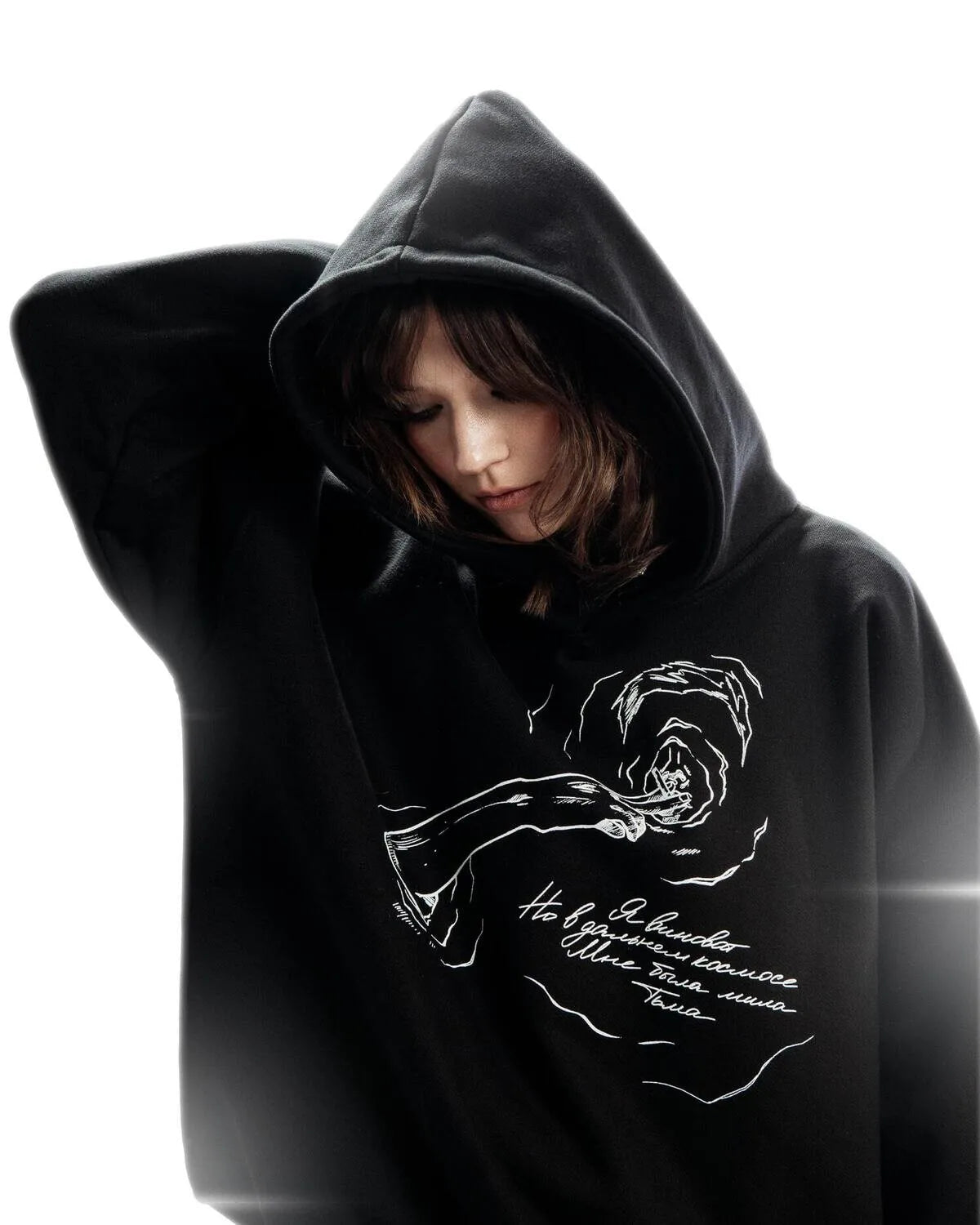 Y2K Smoking Portrait Graphic Hoodie