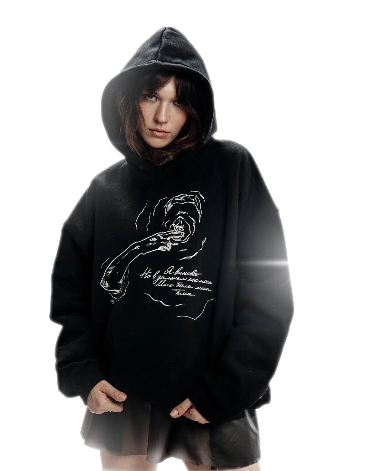 Y2K Smoking Portrait Graphic Hoodie