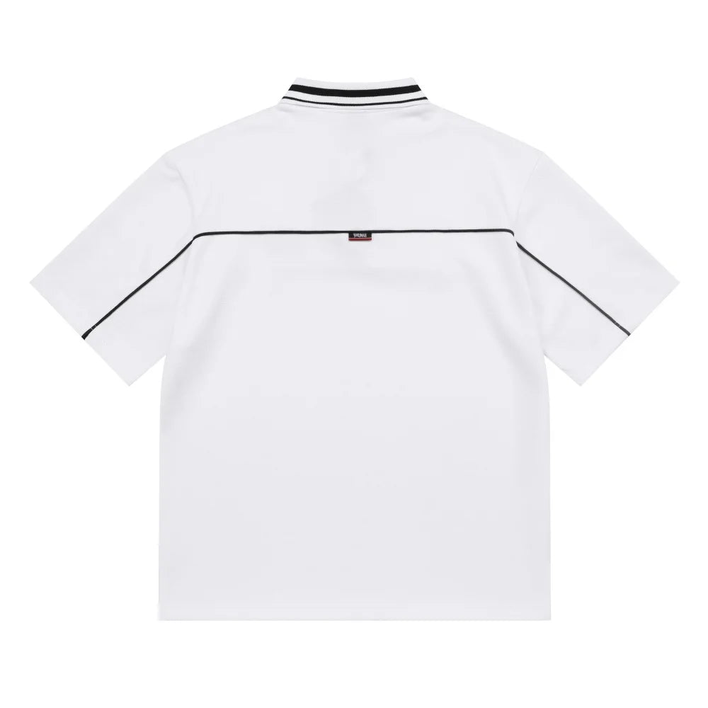 Y2K Spliced Embroidered Short Sleeve Polo Shirt