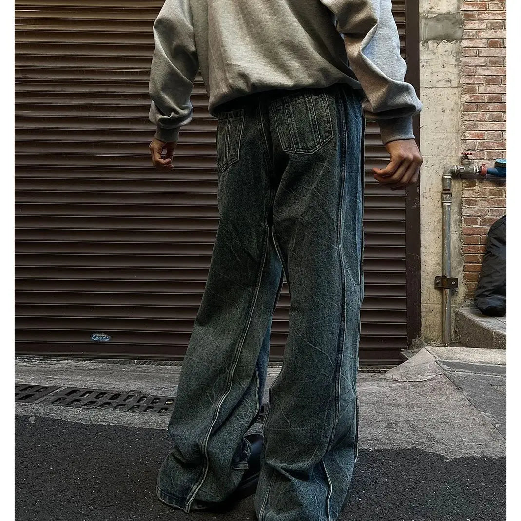 Y2K Spliced Flare Baggy Jeans