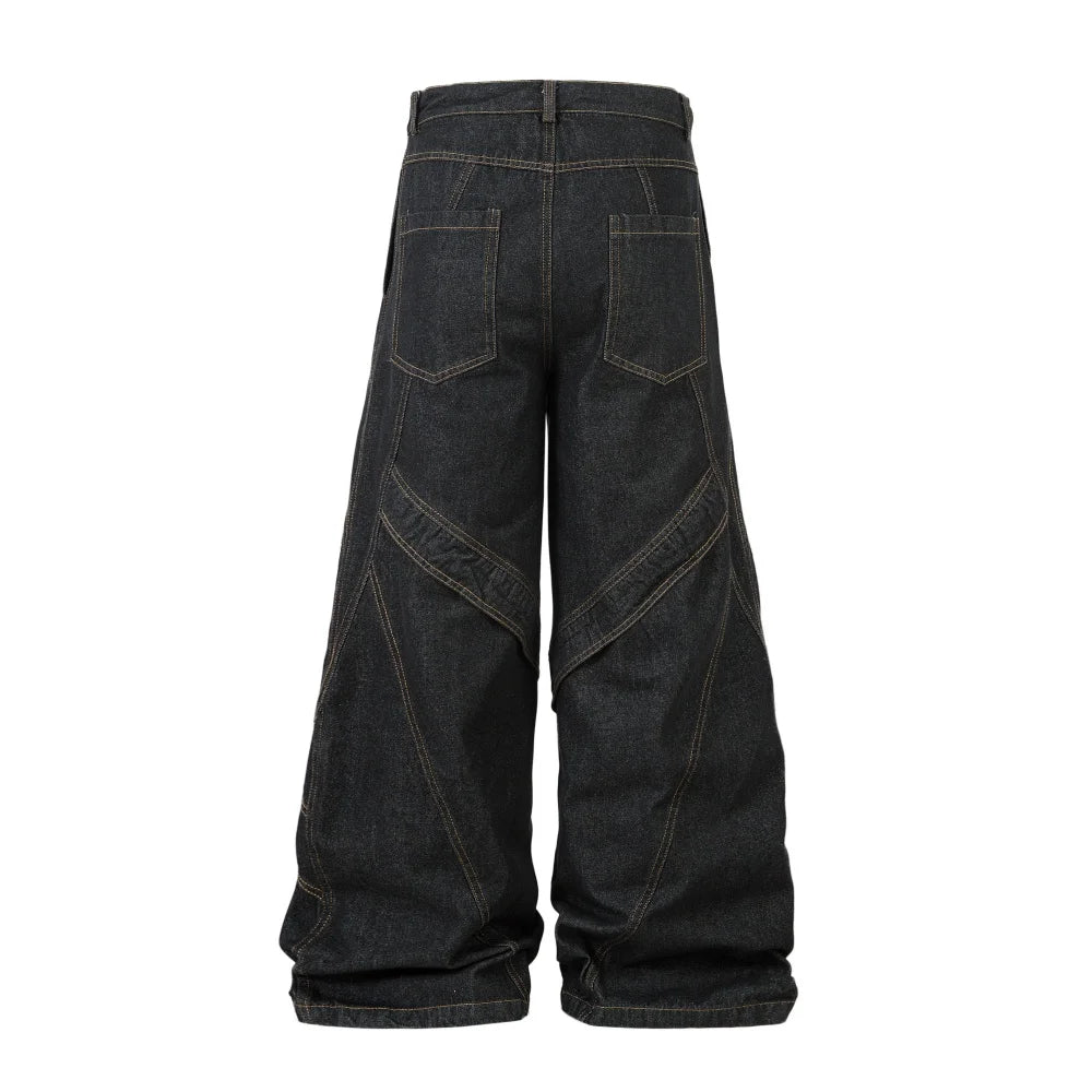 Y2K Spliced Patchwork Wide Leg Baggy Jeans