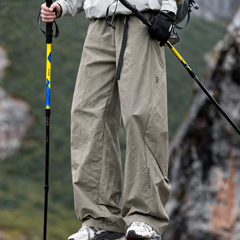 Y2K Spring Techwear Pleated Low Waist Cargo Parachute Trousers