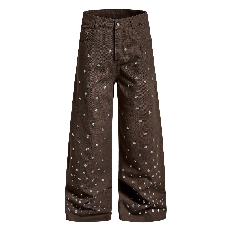 Y2K Square Rhinestone Wide Leg Jeans
