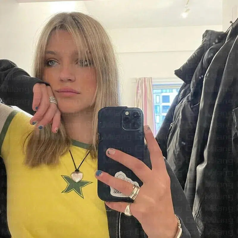 Y2K Star Baby Tee Yellow