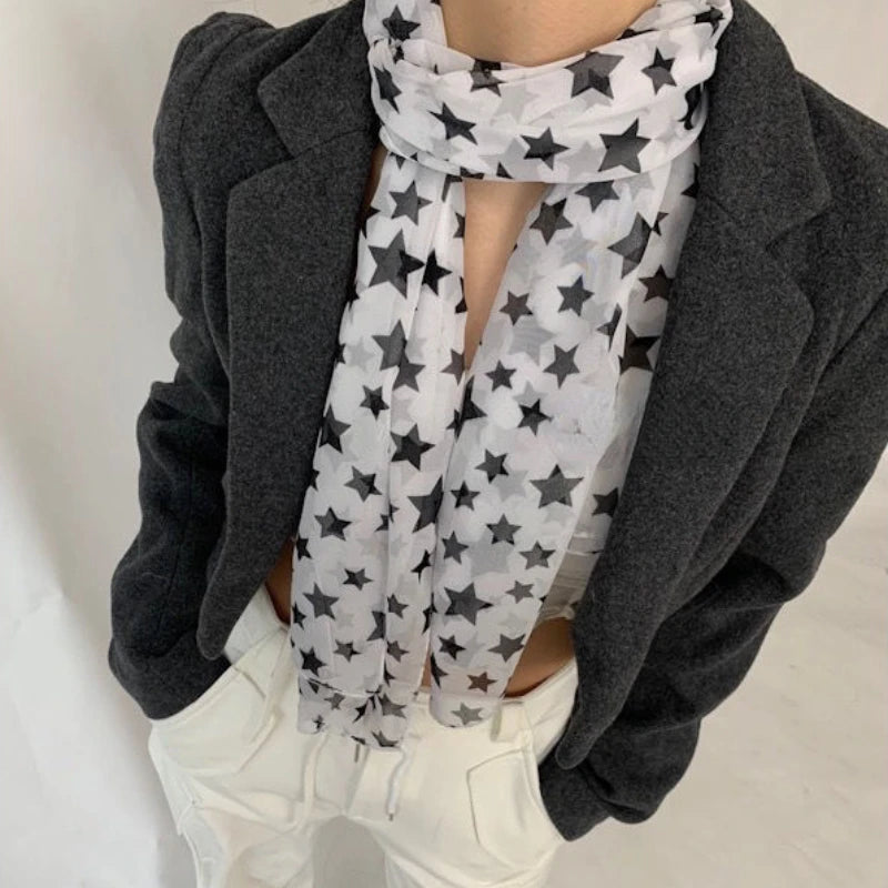 Y2K Star Print Grunge Neckerchief Scarf