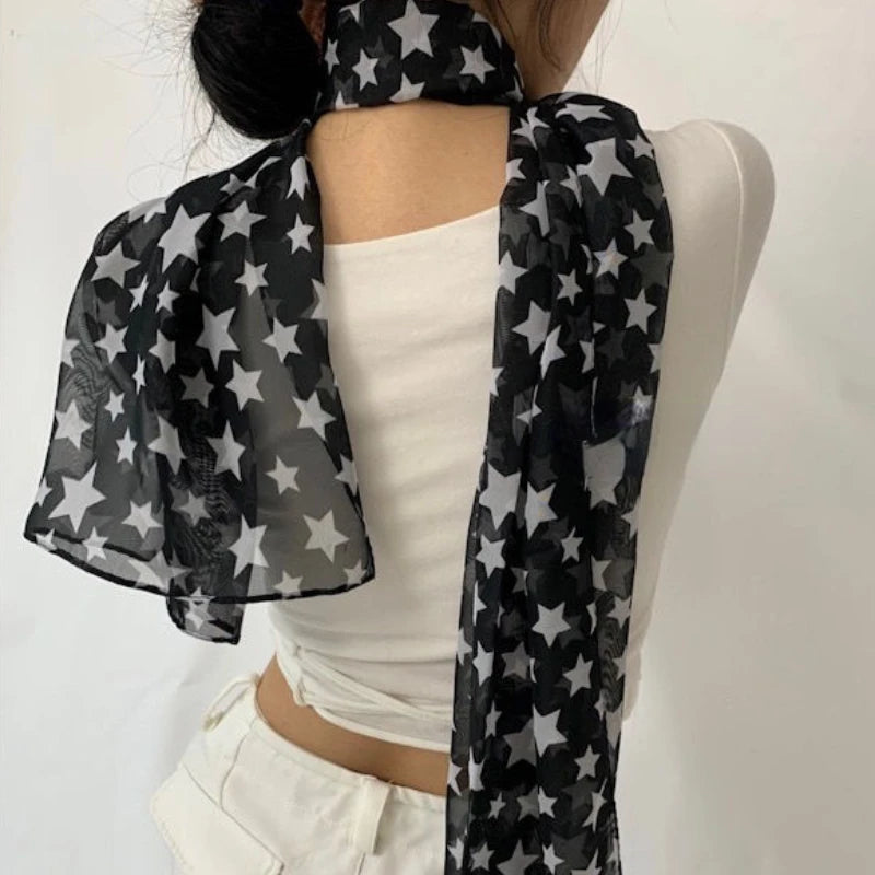 Y2K Star Print Grunge Neckerchief Scarf
