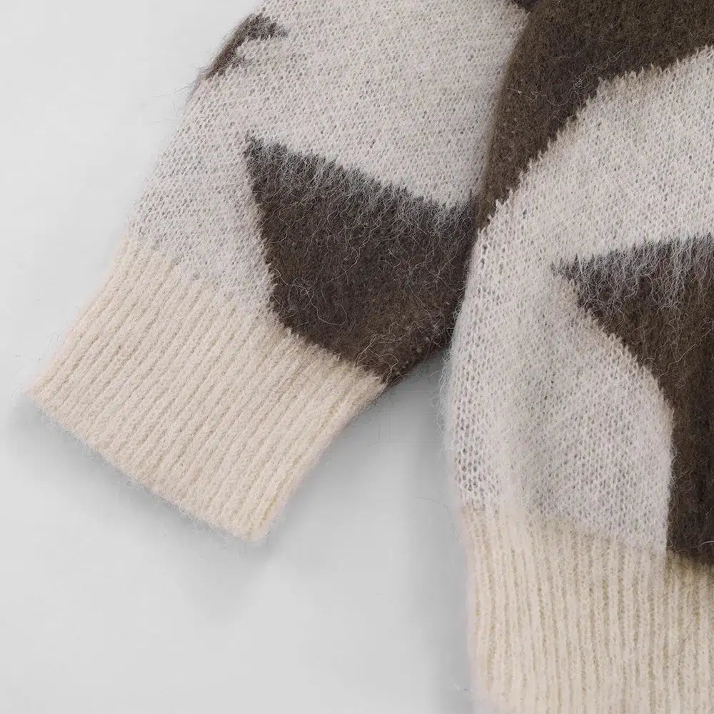 Y2K Star Struck Woven Plaid Knit Jumper