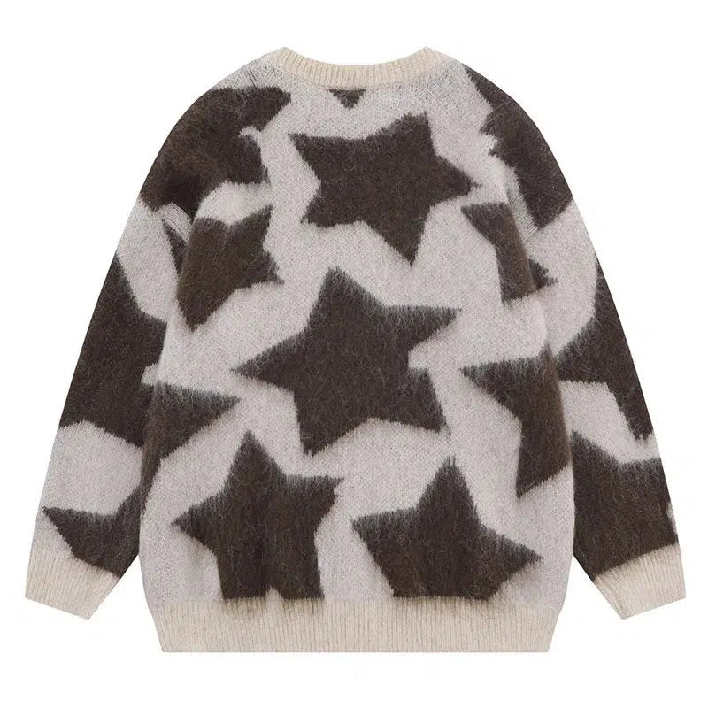 Y2K Star Struck Woven Plaid Knit Jumper