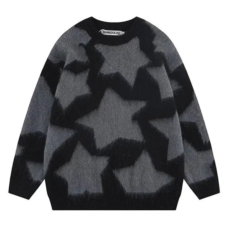 Y2K Star Struck Woven Plaid Knit Jumper