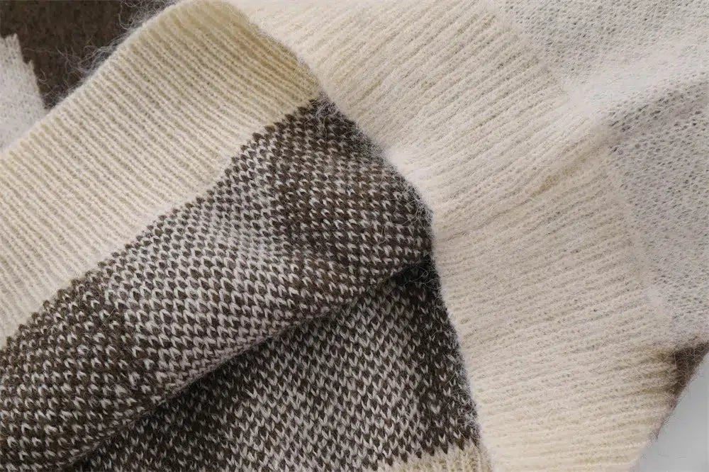 Y2K Star Struck Woven Plaid Knit Jumper