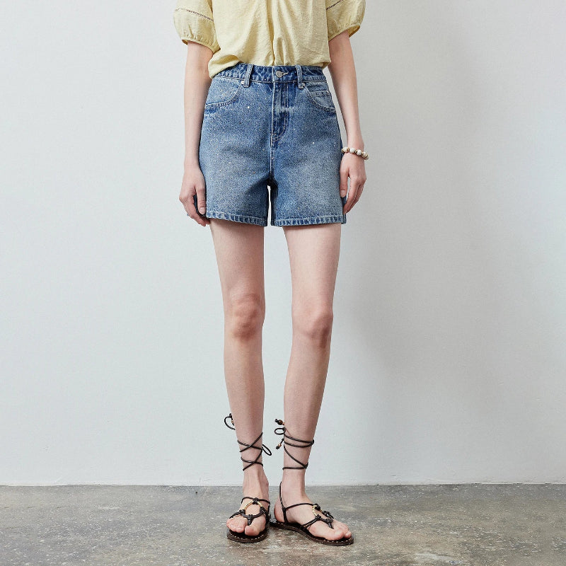 Y2K Starry Sparkle Rhinestone Denim Shorts Jorts