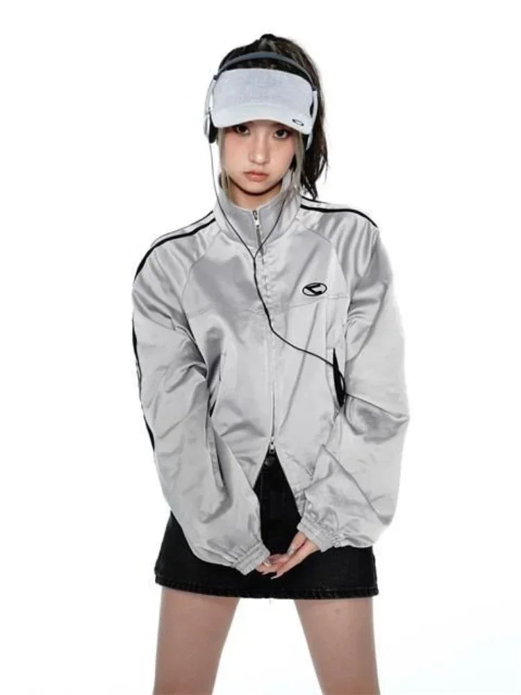 Y2K Streetwear Aesthetic Double Zipper Sports Jacket