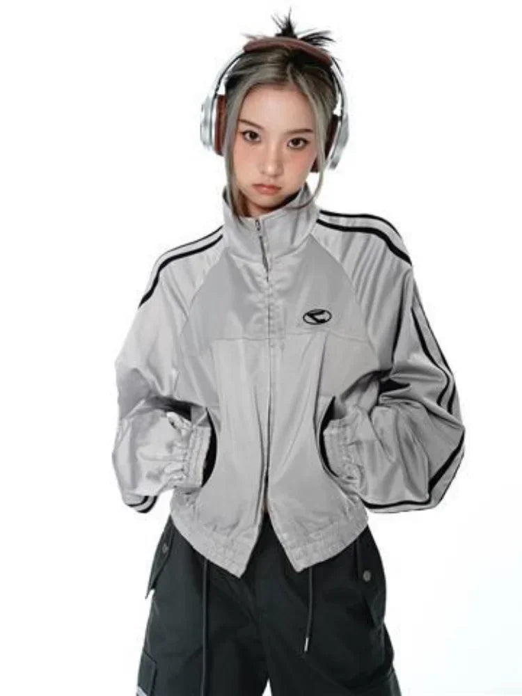 Y2K Streetwear Aesthetic Double Zipper Sports Jacket