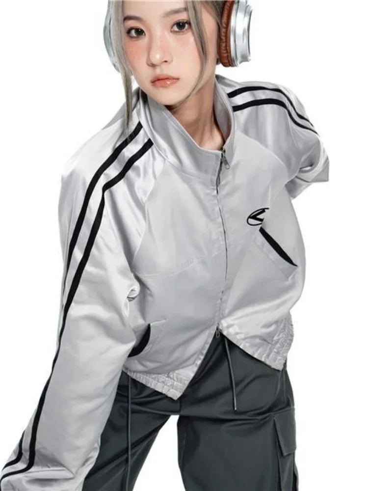 Y2K Streetwear Aesthetic Double Zipper Sports Jacket