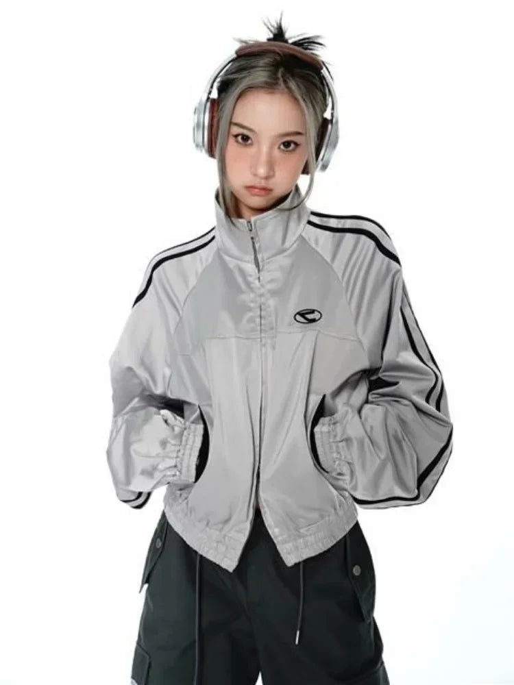 Y2K Streetwear Aesthetic Double Zipper Sports Jacket