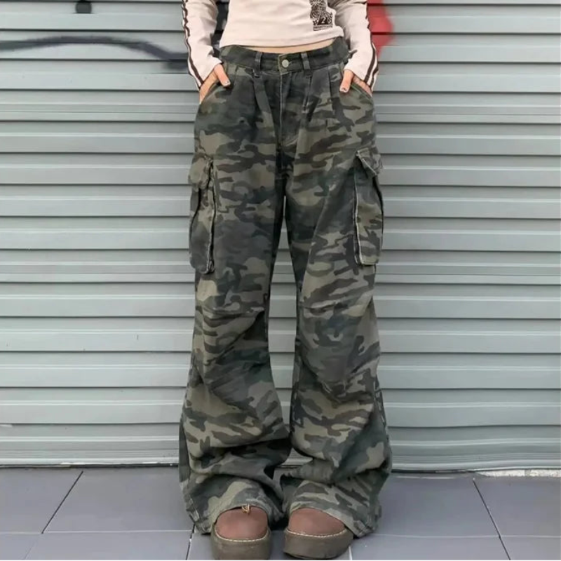 Y2K Streetwear Baggy Cargo Camo Trousers