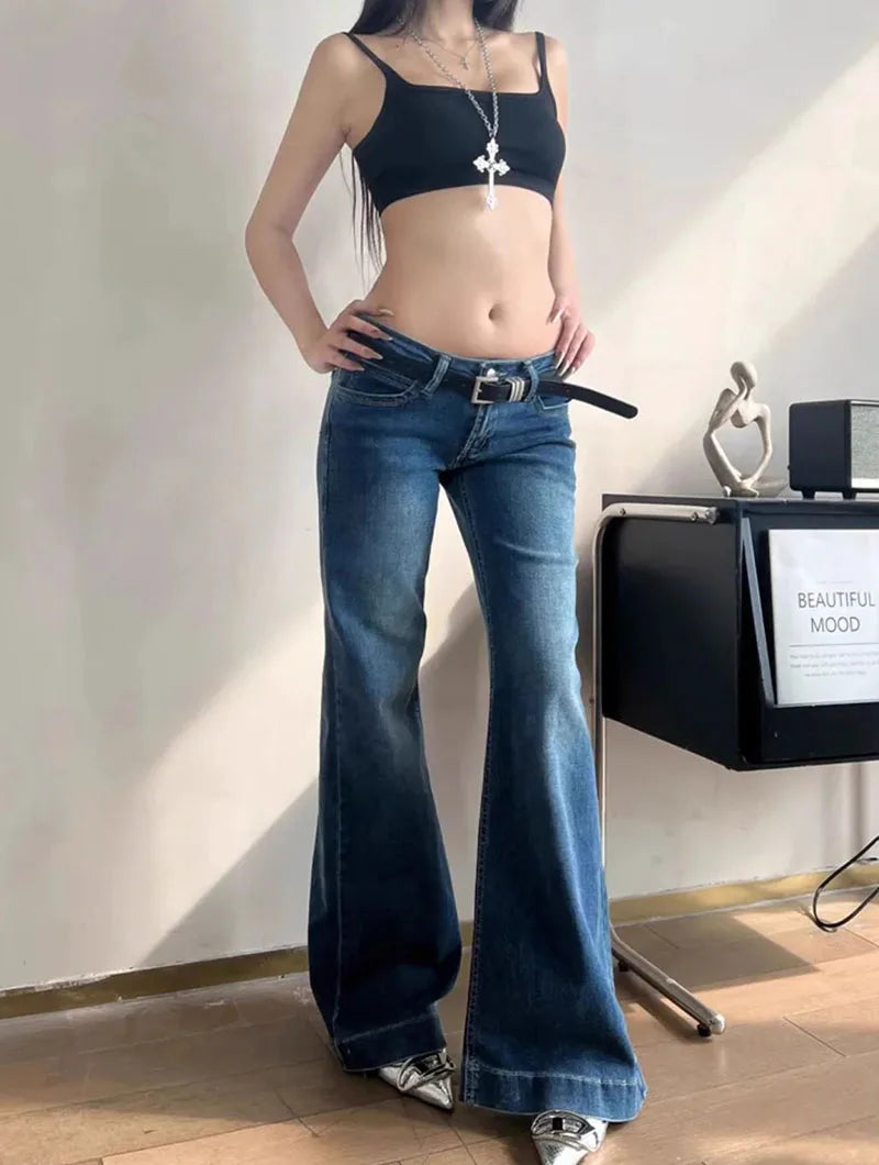 Y2K Streetwear Low Waist Flared Jeans