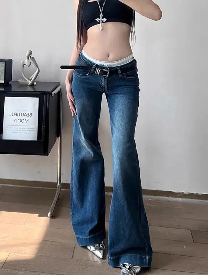 Y2K Streetwear Low Waist Flared Jeans