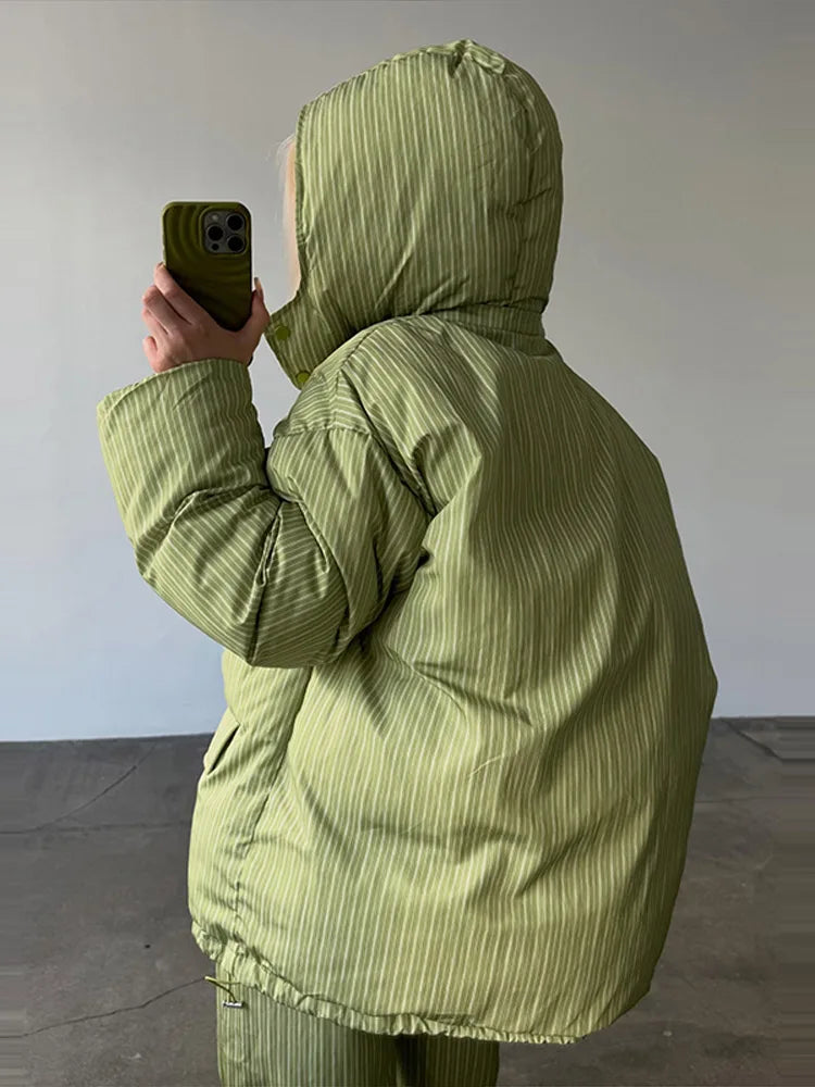 Y2K Striped Cotton Coat Trouser Suit Sets