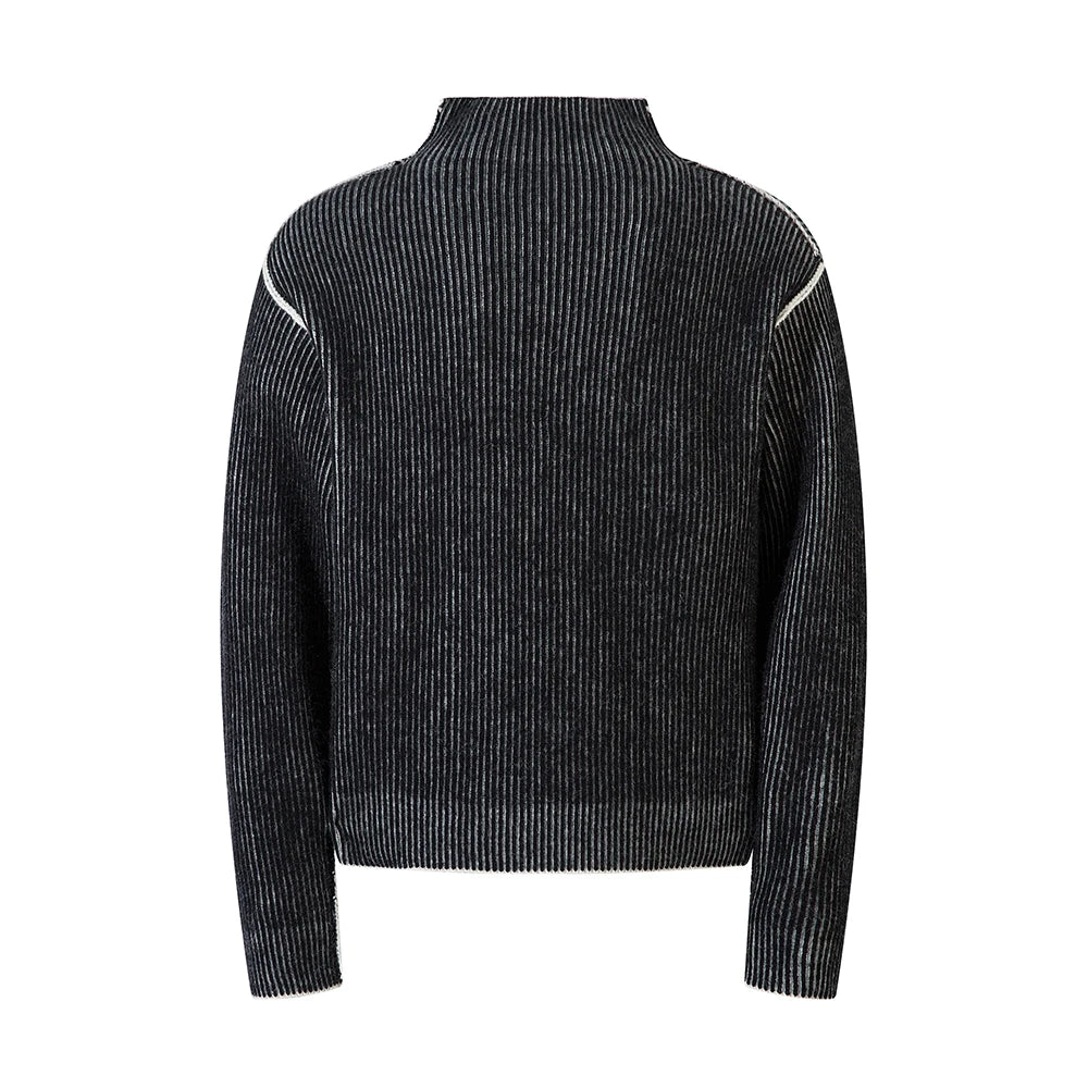 Y2K Striped High Neck Knitted Sweater