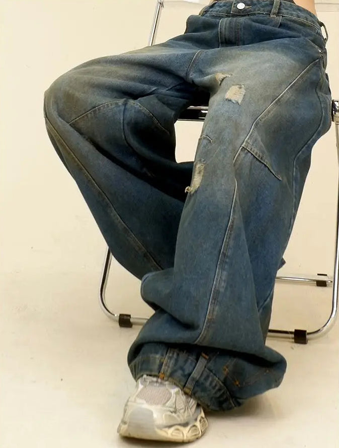 Y2K Super Baggy Distressed Womens Jeans