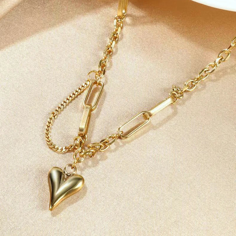 Y2K Sweet Peach Heart Pendant Necklace