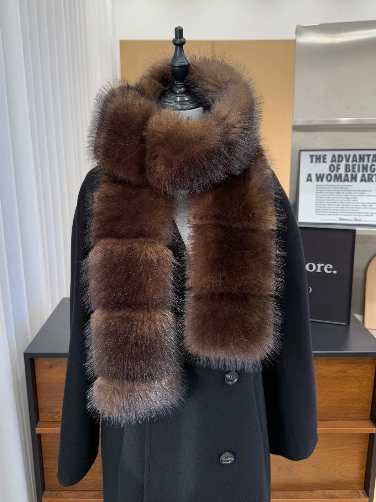 Y2K Thick Faux Fur Long Strip Scarf