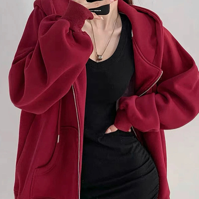 Y2K Thin Womens Full Zip Up Hoodie