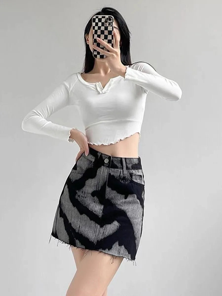 Y2K Tie Dye Printed Mini Skirt