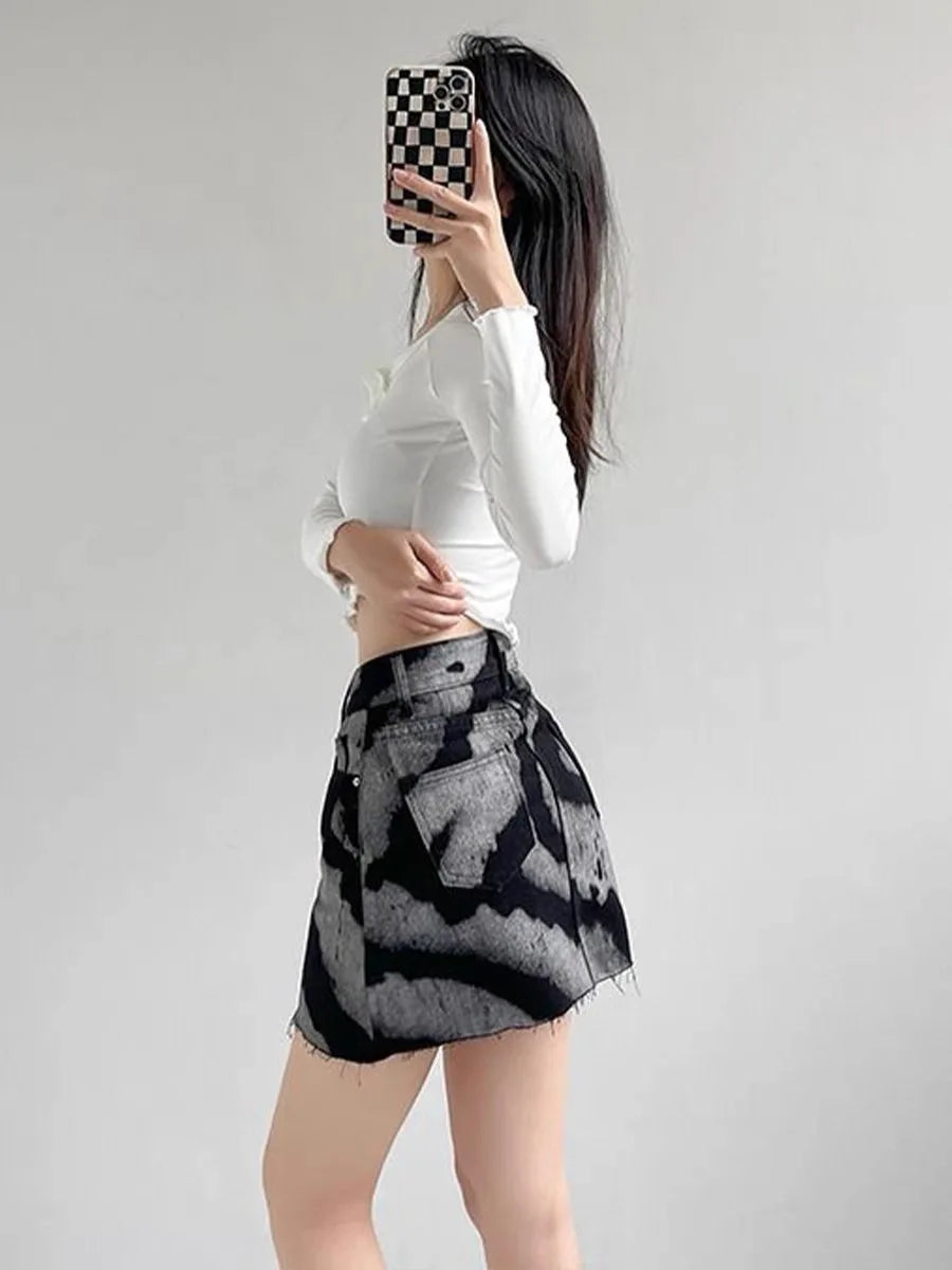 Y2K Tie Dye Printed Mini Skirt