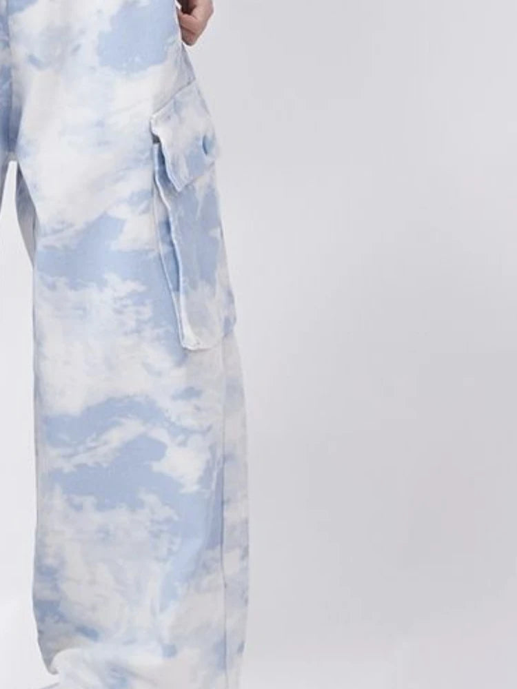 Y2K Tie-Dyed Wide Leg Cargo Trousers