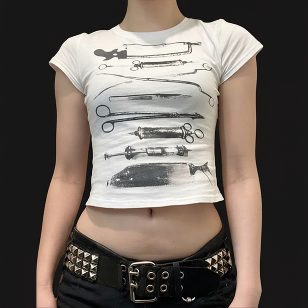 Y2K "Tonights the Night" Baby Tee Crop Top