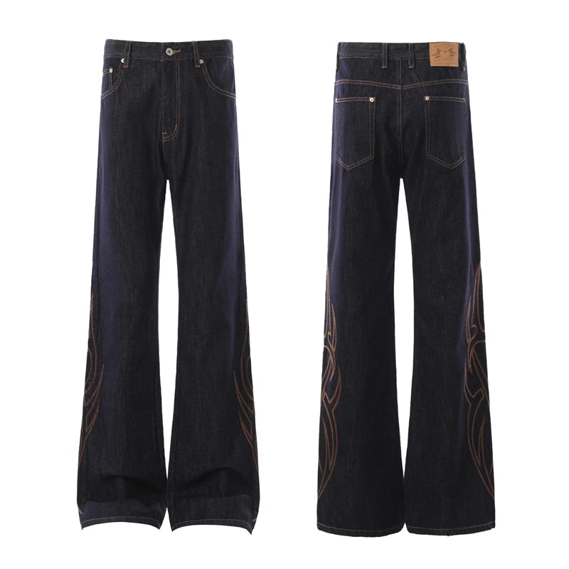 Y2K Totem Embroidered Washed Jeans