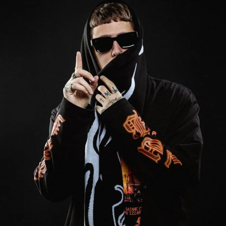 Y2K Tribal Star Satan Club Graphic Shawl Scarf
