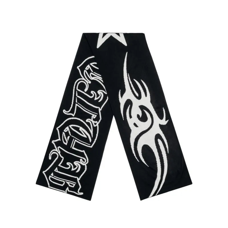 Y2K Tribal Star Satan Club Graphic Shawl Scarf