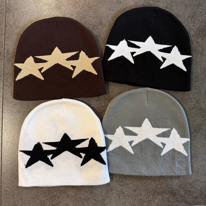 Y2K Triple Star Pentagram Beanie
