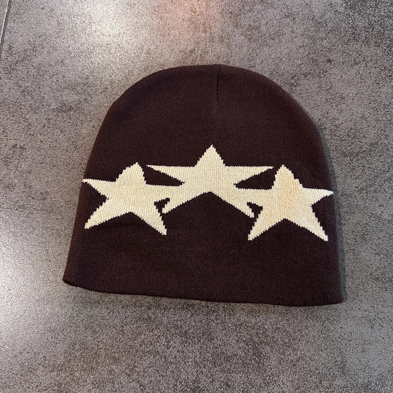 Y2K Triple Star Pentagram Beanie