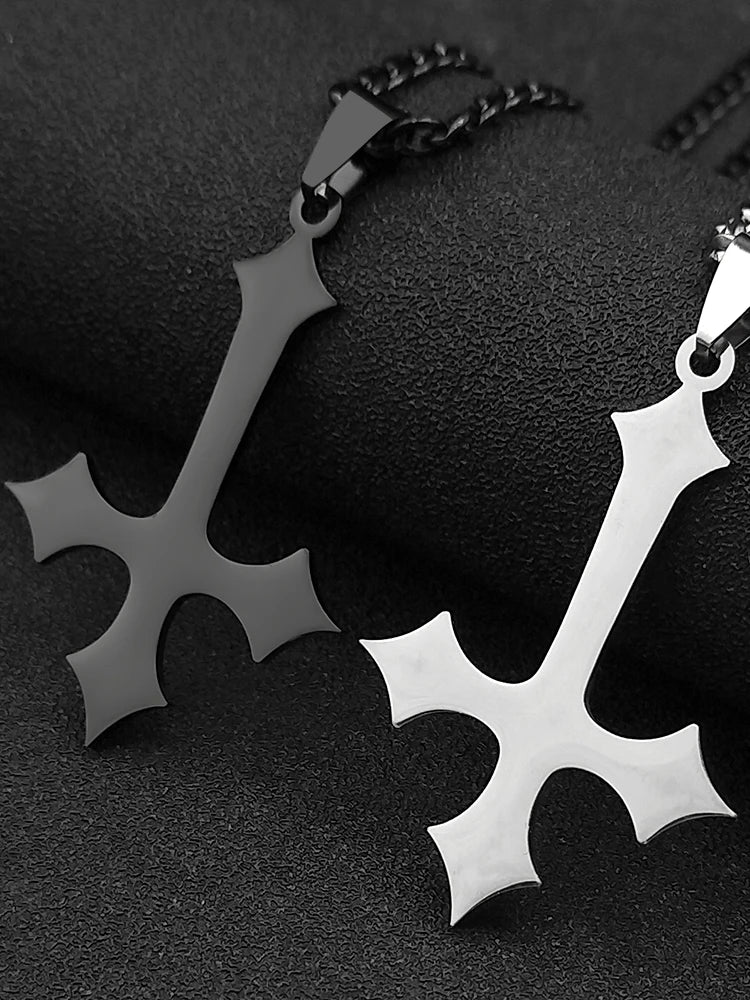 Y2K Upside Down Cross Pendant Necklace