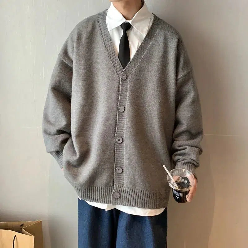 Y2K V-Neck Knit Baggy Cardigan