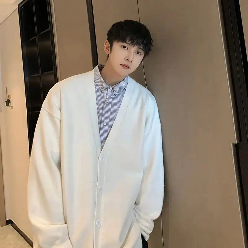 Y2K V-Neck Knit Baggy Cardigan