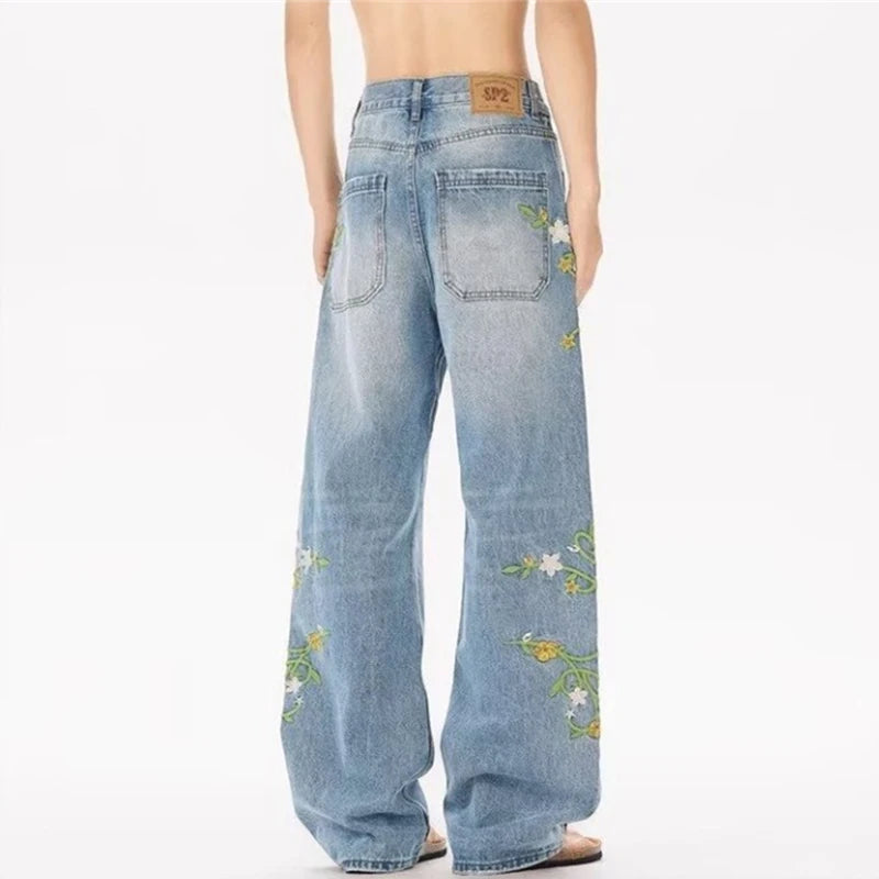 Y2K Vintage Floral Embroidered Design Jeans
