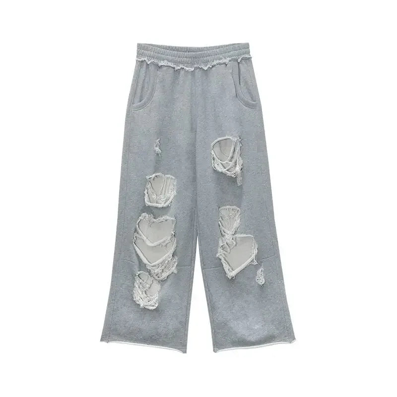 Y2K Vintage Grey Distressed Sweatpants Joggers Trousers