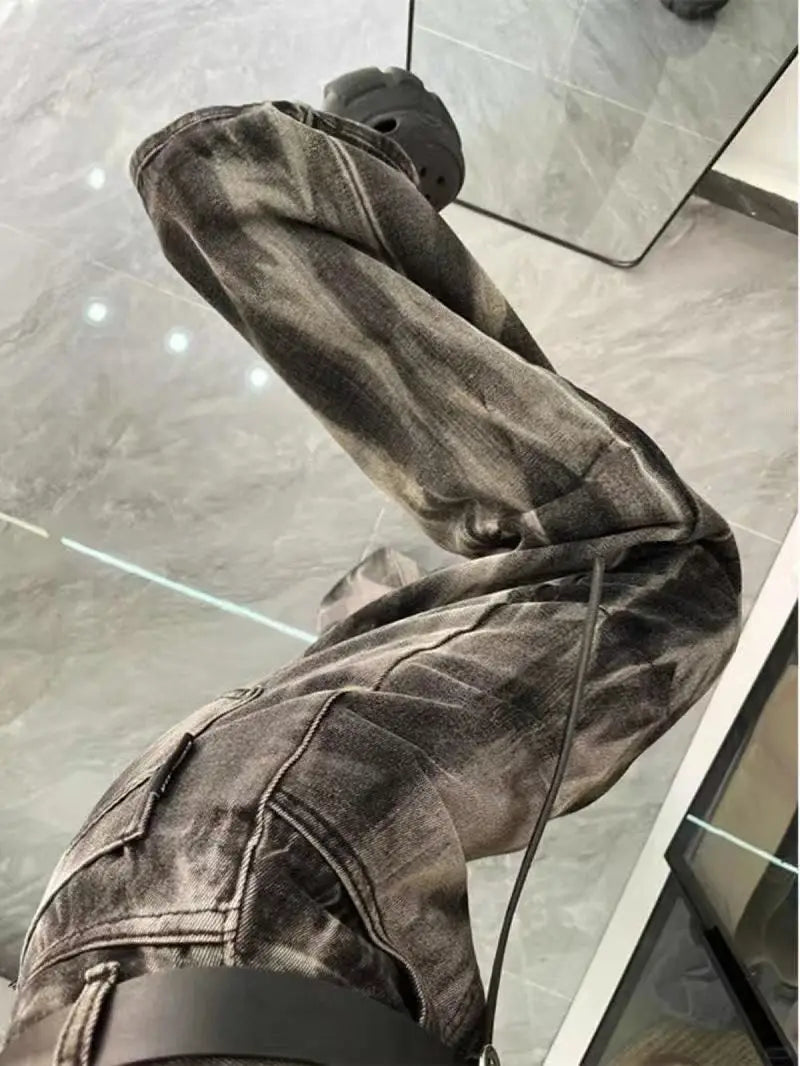 Y2K Vintage Grey Gradient Baggy Boot Cut Jeans