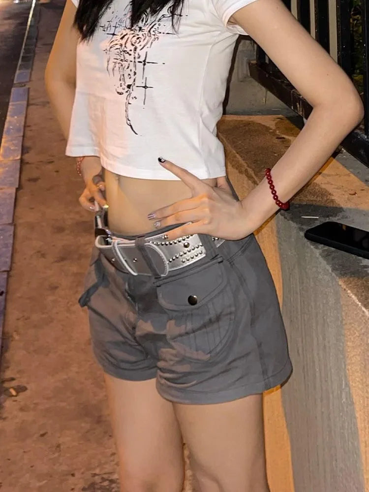 Y2K Vintage High Waist Cargo Shorts