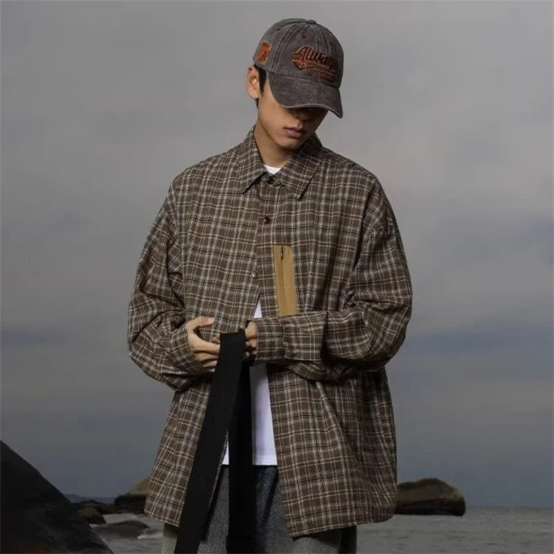 Y2K Vintage Plaid Long Sleeve Button Up Shirt